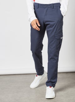 Buy Dobby Cargo Pants Navy in UAE