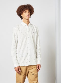 Buy Long Sleeve Printed Shirt White in UAE