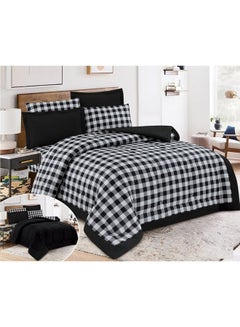 Buy 6-Piece Comforter Set microfiber Black/White 220x240cm in Saudi Arabia