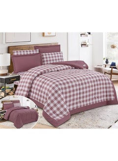 Buy 6-Piece Comforter Set Microfiber Pink/White 220x240cm in Saudi Arabia