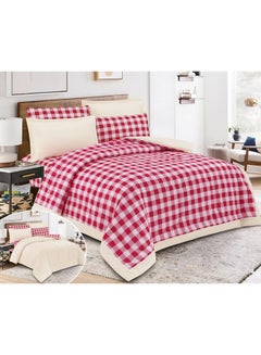 Buy 6-Piece Comforter Set microfiber Pink/White 220x240cm in Saudi Arabia