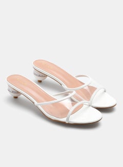Buy Cone Heeled Sandals White in UAE