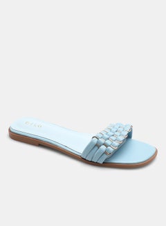 Buy Chain Braided Strap Slides Blue in UAE