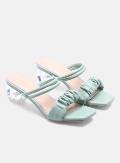 Buy Ruched Strap Heeled Sandals Mint in UAE