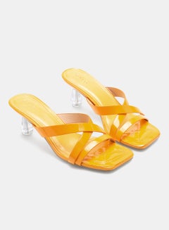 Buy Slip-On Heeled Sandals Yellow in UAE