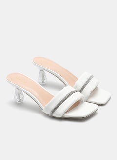Buy Slip-On Heeled Sandals White in UAE