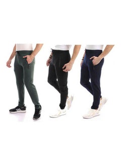 Buy Bundle Of 3 Casual Mid Rise Solid Sweatpants Multicolour in Egypt