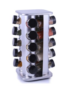 Buy Spice Set 20 Stainless Steel With Rotating Stand Silver ‎62 x 41.9 x 20.2cm in UAE