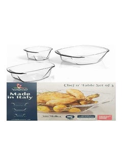 Buy Chefn' Table - Oven Ware Set Of 3 Clear ‎31.4 x 25.6 x 8.6cm in UAE