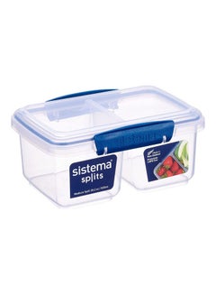 Sistema 1007708 to Go Quad Split Food Storage Container, Clear with Coloured Clips, 1.7 L