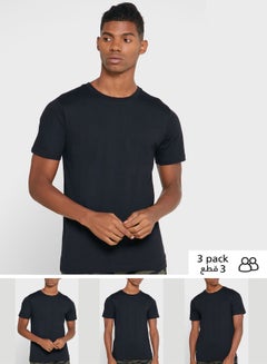 Buy 3 Pack Crew Neck T-Shirt Black in UAE