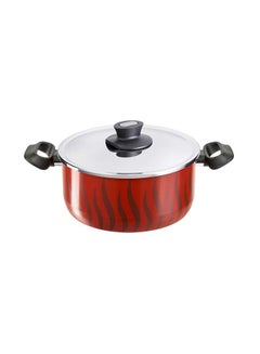 Buy Non-Stick G6 Tempo Flame Sautepan With Lid Red/Silver 26cm in Saudi Arabia