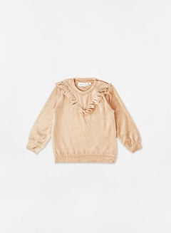 Buy Baby Ruffle Detail Sweatshirt Light Brown in Saudi Arabia