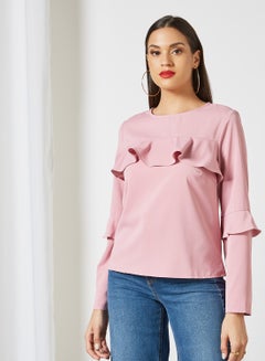 Buy Women's Round Neck Crop Top Pink in UAE