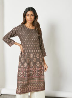 Buy Hand Embellishment Elegant Printed Kurti Multicolour in Saudi Arabia