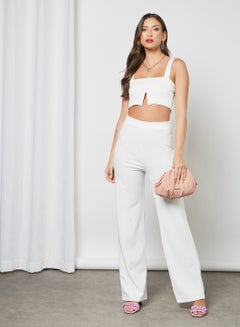 Buy Strappy Crop Top and Pants Set (Set of 2) White in Saudi Arabia