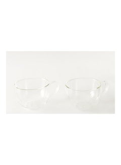 Buy 2-Piece Double Wall Transparent Mug White 10.5x7.2cm in UAE