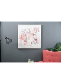 Buy Stylised Floral Hand Painted Canvas Painting Pink 83x83cm in UAE