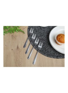 Buy 4-Piece Pearl Cake Fork Set Silver 14cm in UAE