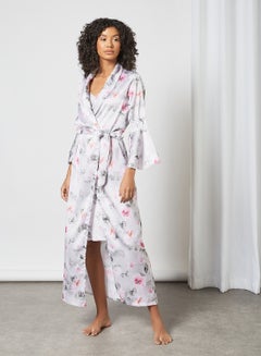 Buy Floral Print Nightdress Set (Set of 2) White in UAE