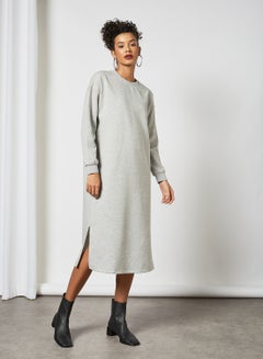 Buy Oversized Sweat Dress Light Grey Melange in UAE