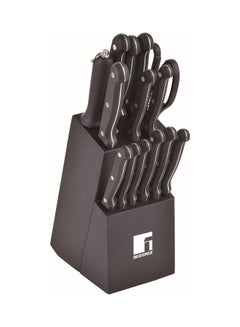 Buy 15-Piece Stainless Steel Knife Set Black 35.5x11.5x20cm in UAE