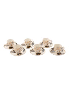 Buy 12-Piece Coffee Cup And Saucer Set White/Gold 13x13x1cm in Saudi Arabia