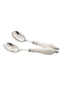 Buy 2-Piece Spoon Set White/Silver 6x26×1cm in Saudi Arabia