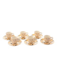 Buy 12-Piece Coffee Cup And Saucer Set White/Gold 13x13x1cm in Saudi Arabia