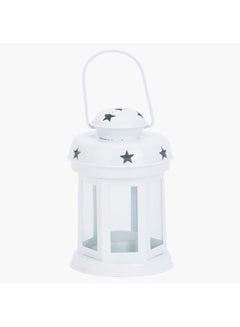 Buy Ramadan Glow Printed Candle Lantern White/Clear 15 x 12cm in UAE