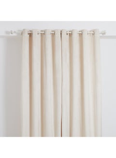 Buy 2-Piece Dove Blackout Washable Curtain With Eyelets Cream 135 x 300cm in UAE