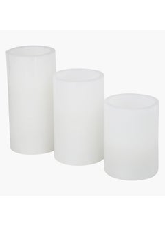 Buy 3-Piece Led Pillar Candle  Set White 7.6×10.6+7.6×15.2+7.6×12.7cm in Saudi Arabia