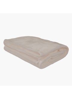 Buy Premium Quality Long Lasting Super Soft Easy Care Foldable Light Weight Washable Fluffie Lavish Mirco Flannel King Size Blanket Polyester Beige 274x240cm in UAE