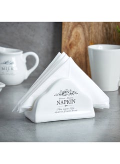 Buy Sweet Home Napkin Holder White/Grey 12cm in UAE