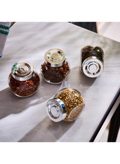 اشتري 4-Piece Tiful Spice Canister شفاف/فضي في الامارات