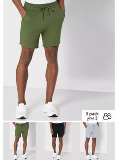Buy 3 Pack Of Drawstring Detail Shorts Set Multicolour in UAE
