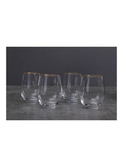 Buy Gold-Rim Set of 4 Tumbler Clear 520ml in UAE