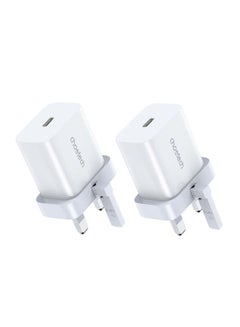 Buy 2-Pack 20W Type C Power Delivery PD Fast Charger White in UAE