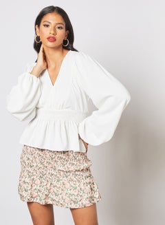 Buy Puff Sleeve Top White in UAE