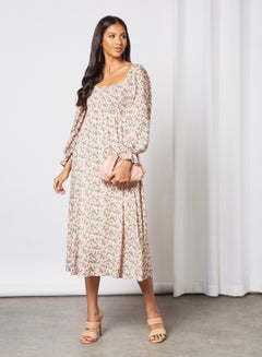 Buy Floral Print Midi Dress Multicolor in UAE