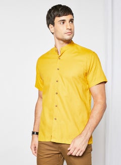 Buy Mandarin Collar Shirt Yellow in UAE