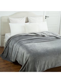 Buy Premium Quality Long Lasting Super Soft Easy Care Foldable Light Weight Washable Fluffier King Size Bed Blanket Microfiber charcoal Grey 220x200cm in UAE