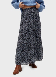 Buy Floral Printed Maxi Skirt Blue/Black in Saudi Arabia