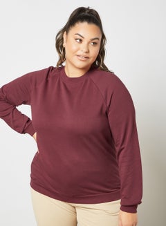 Buy Plus Size Long Sleeve Sweatshirt Brown in Saudi Arabia