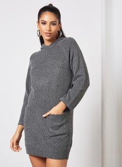 Buy Hooded Mini Dress Grey in Saudi Arabia