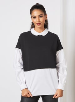 Buy Knit Panel Top White/Black in Egypt