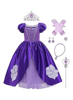 Buy Sofia Aurora Cinderella Fancy Party Dress Costume Set With Accessories Purple 170cm in Saudi Arabia