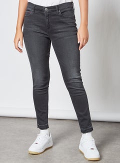 Buy Mid Rise Ankle Grazer Skinny Jeans Black in Saudi Arabia