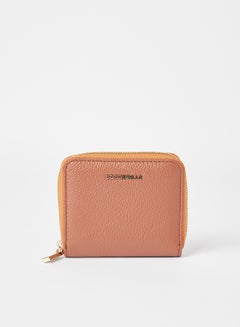 اشتري Leather Zip Around Wallet Brown/Orange في السعودية