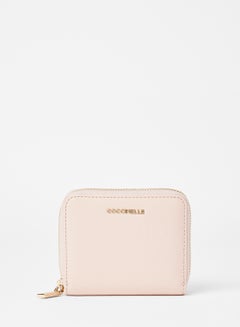 Buy Leather Zip Around Wallet Light Pink/Maroon in Saudi Arabia